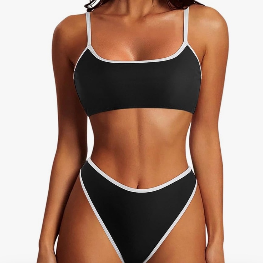 Black and White Women's Swimwear Set Cheeky high cut.  Brand new. Never worn.